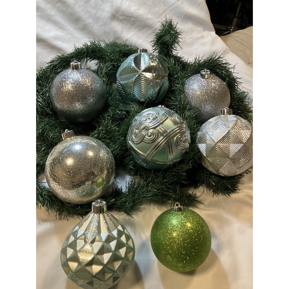 Lot Of Frosted Jumbo Christmas Holiday Ball Ornaments Plastic Shatterproof